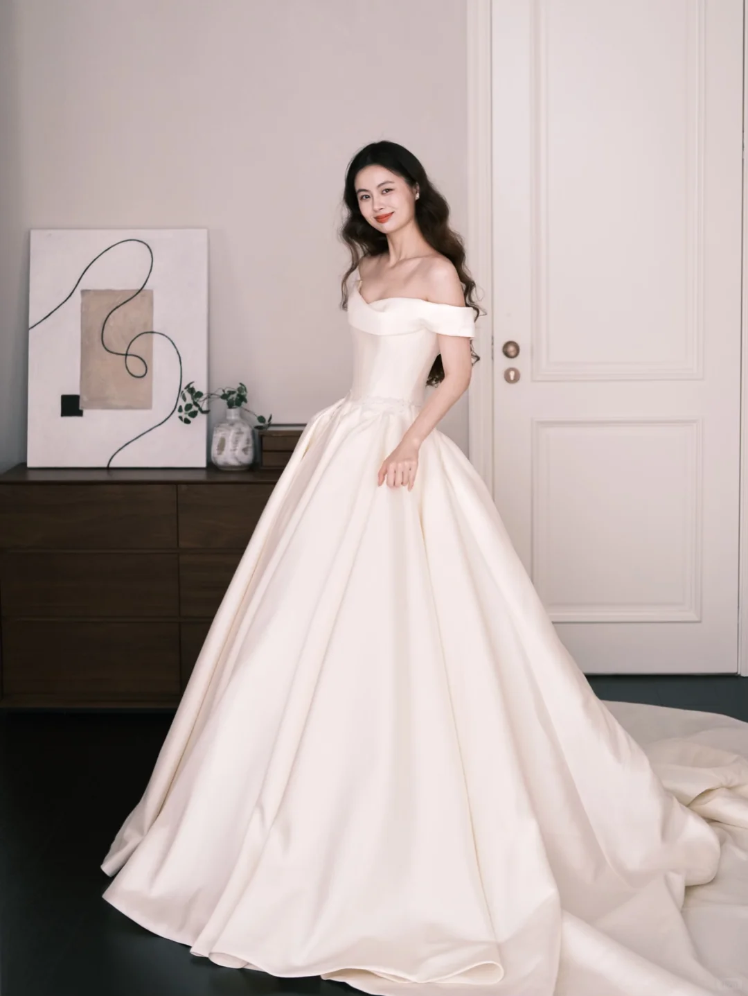 Off The Shoulder Satin Ballgown Wedding Dress Bridal Gown NV7270