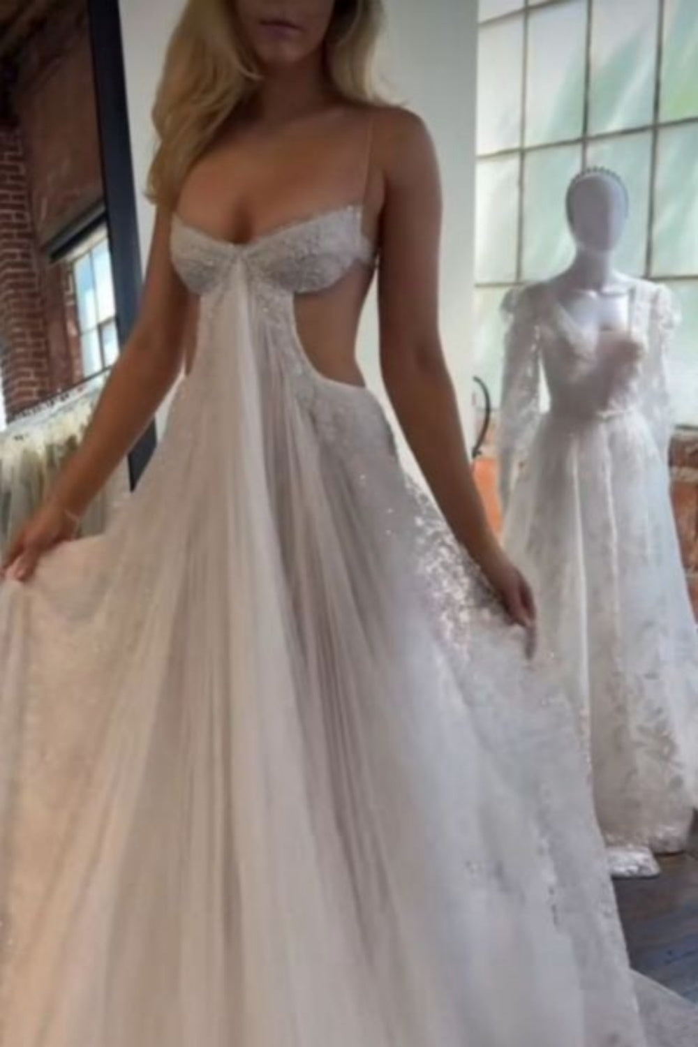 NiceVestidos--White Tulle Exquisite Sparkling Long Prom Dress Ball Gown Wedding Dress NV5842