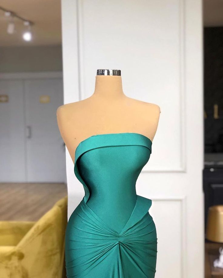 Green Sexy Elegant Mermaid Bodycon Long Satin Floor Length Evening Gown Prom Dress Party Dress nv5111