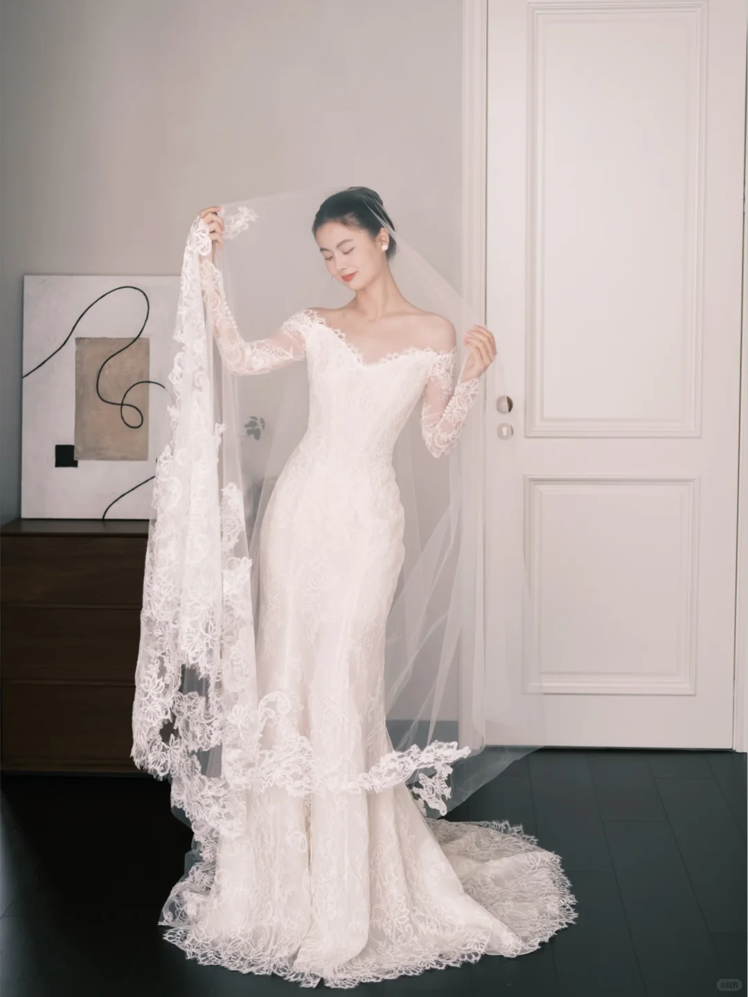 Off The Shoulder Long Sleeve Lace Mermaid Wedding Dress Bridal Gown NV7218