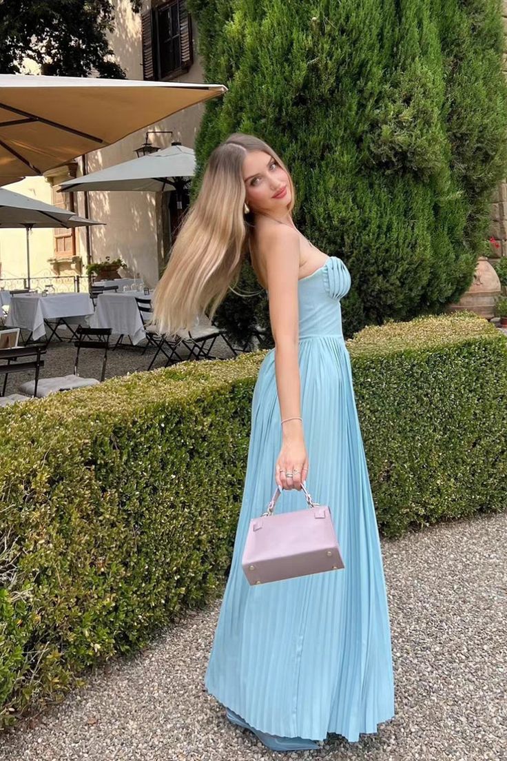 Light Blue Fashion Heart-Shaped Neck Long Chiffon Prom Dress Evening Dress Wedding Guest Party Dress nv4805