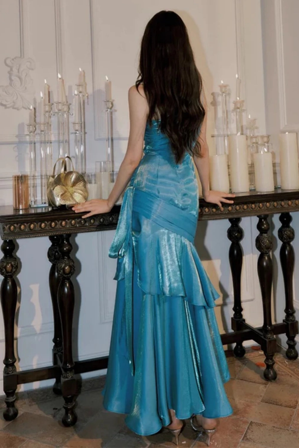 NiceVestidos--Sleeveless Lake Blue Shiny Slim fit Floor length Evening Dress NV5784