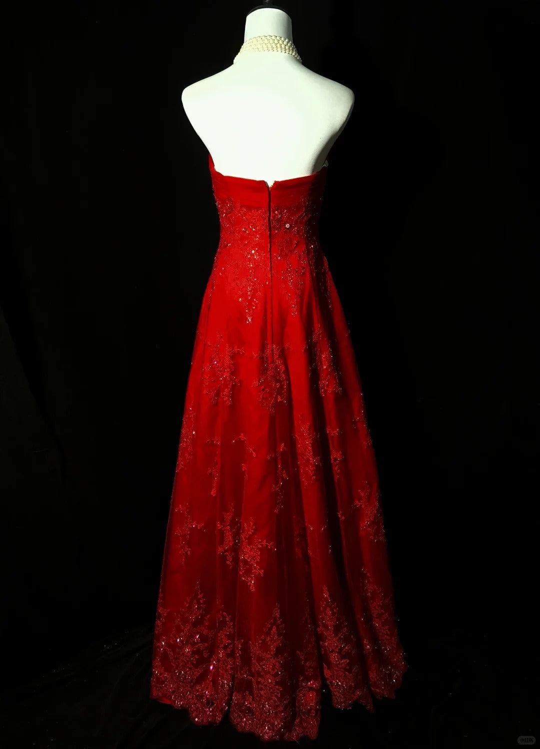 Red beaded elegant long tulle ball gown evening dress nv4782