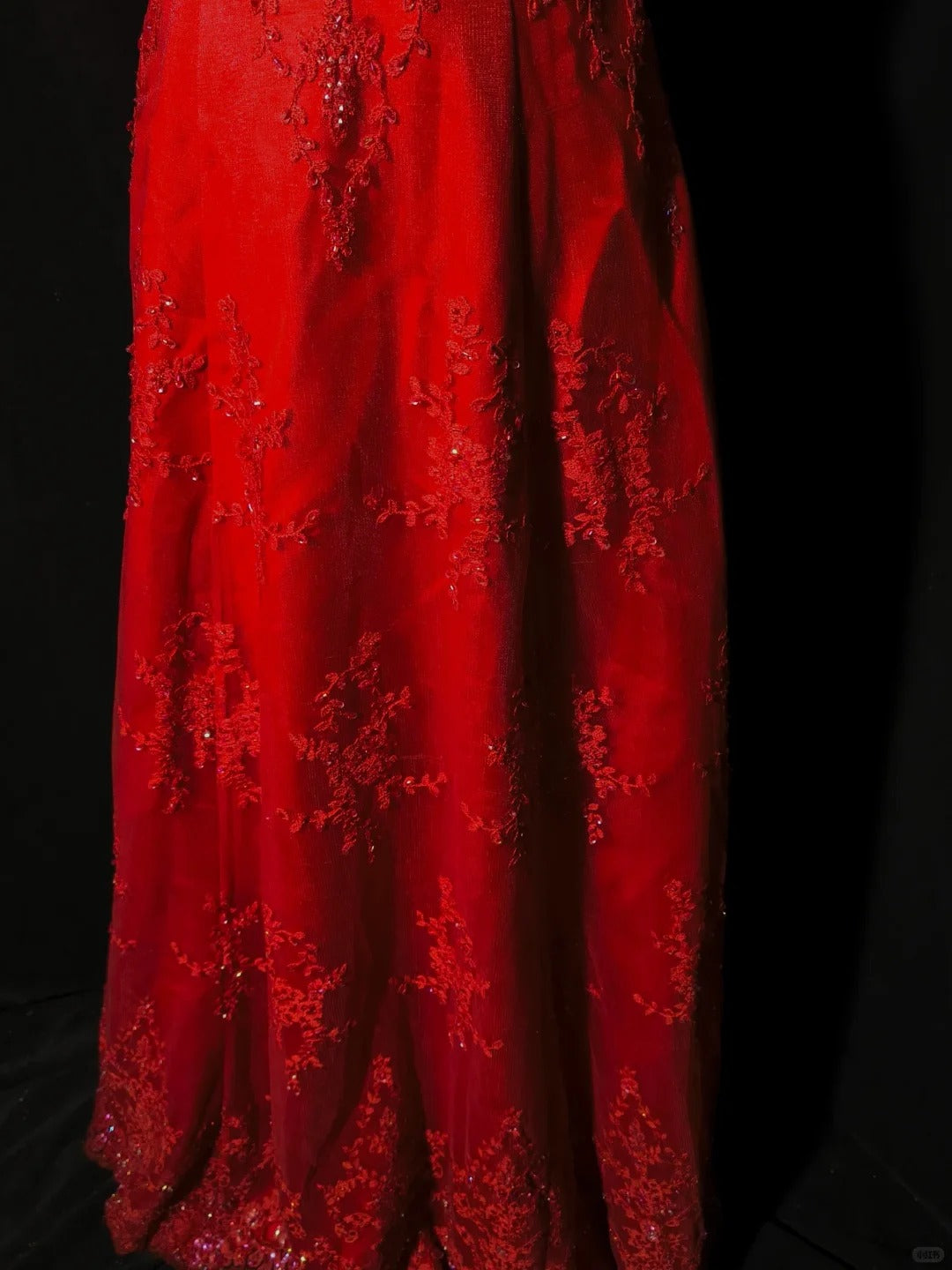 Red beaded elegant long tulle ball gown evening dress nv4782