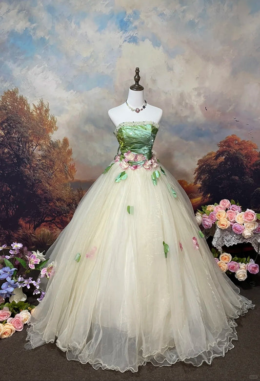 White fashion elegant floral lotus lotus leaf exquisite beading long tulle floor-length ball gown evening dress nv4066