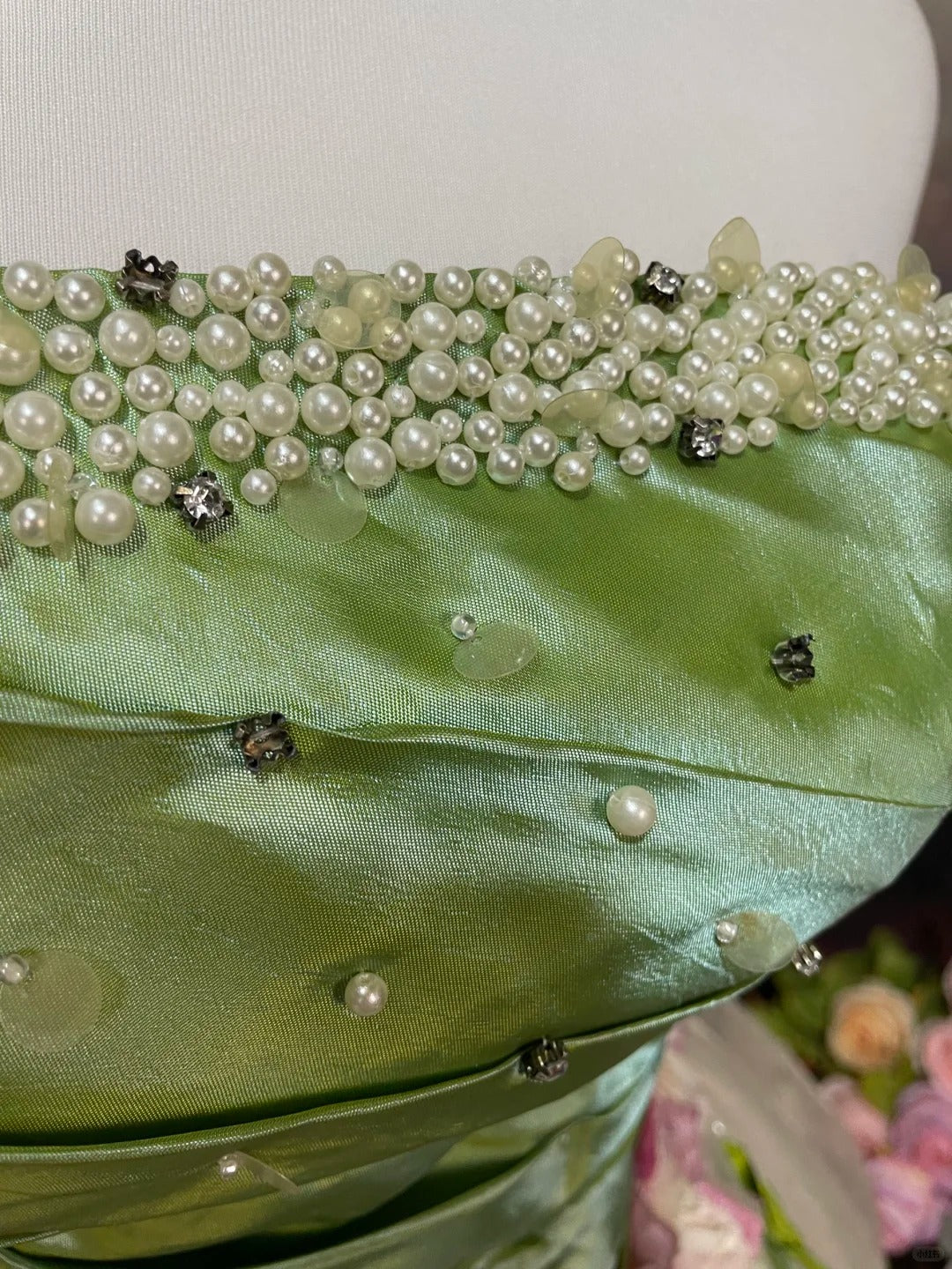 White fashion elegant floral lotus lotus leaf exquisite beading long tulle floor-length ball gown evening dress nv4066