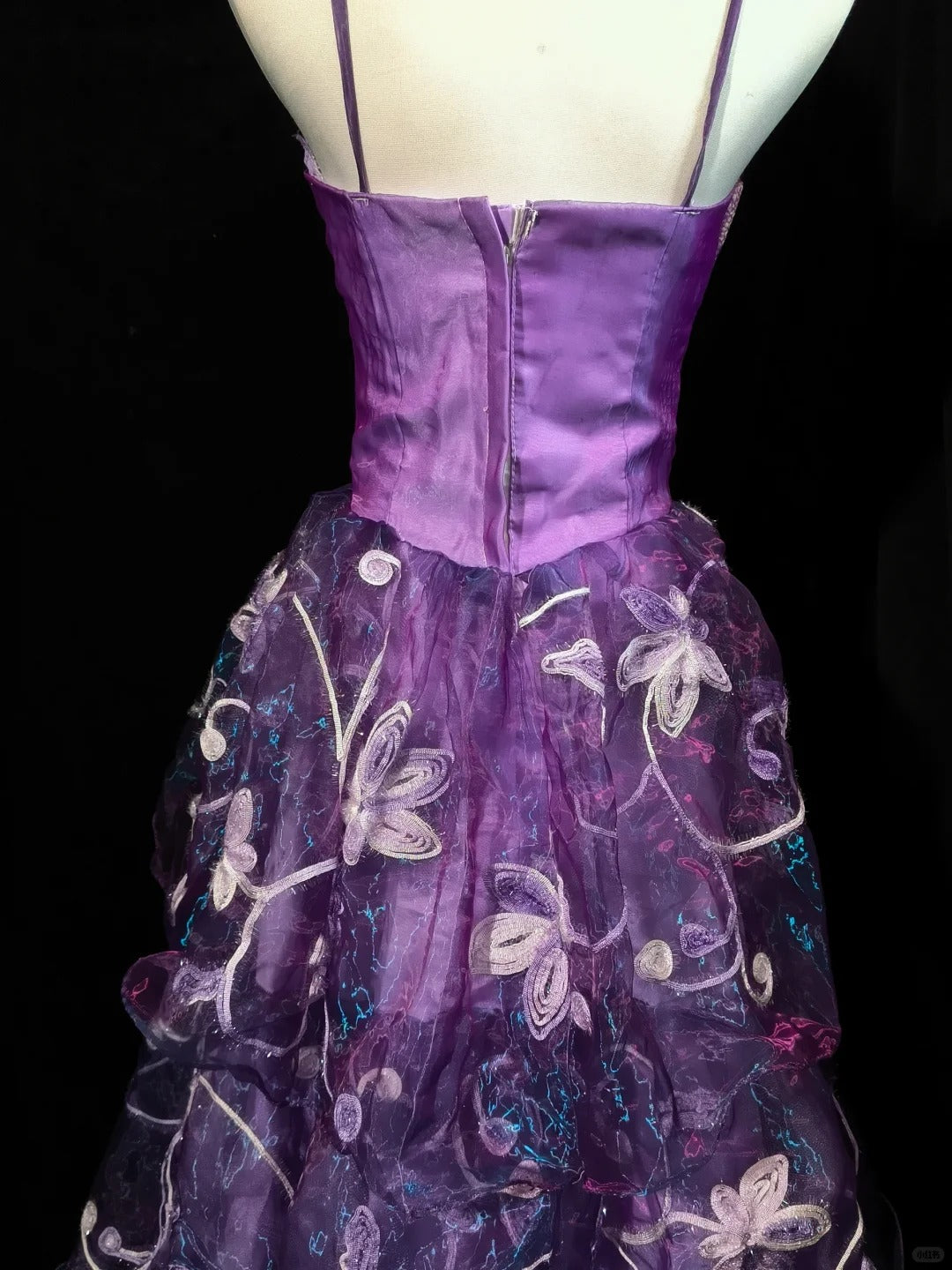 Purple Beaded Floral Elegant Long Tulle Ball Gown Evening Dress nv4784