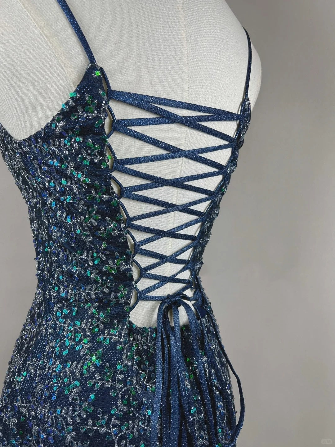 Blue floral beaded fashion short satin homecoming dress birthday dress nv4489