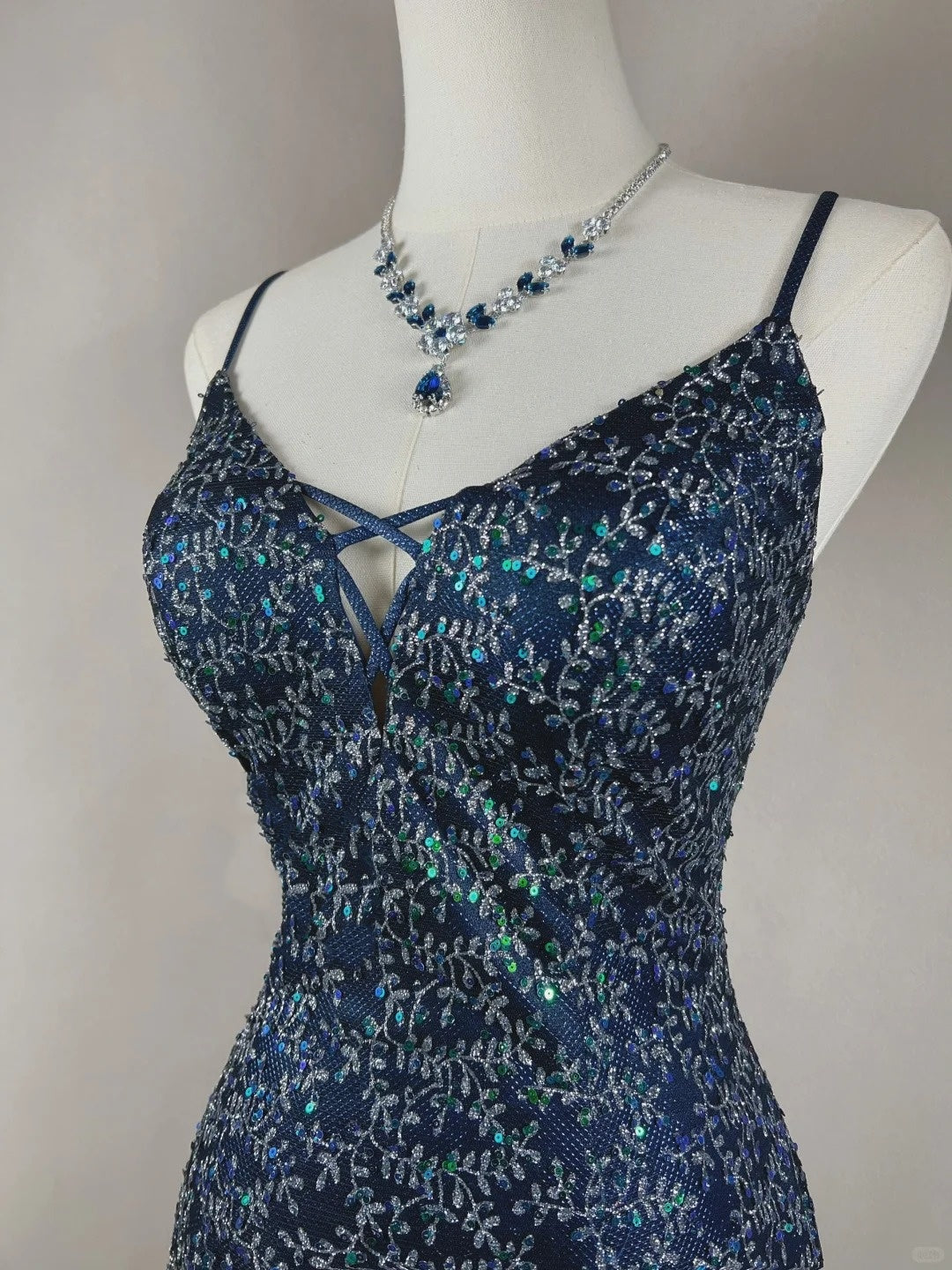 Blue floral beaded fashion short satin homecoming dress birthday dress nv4489