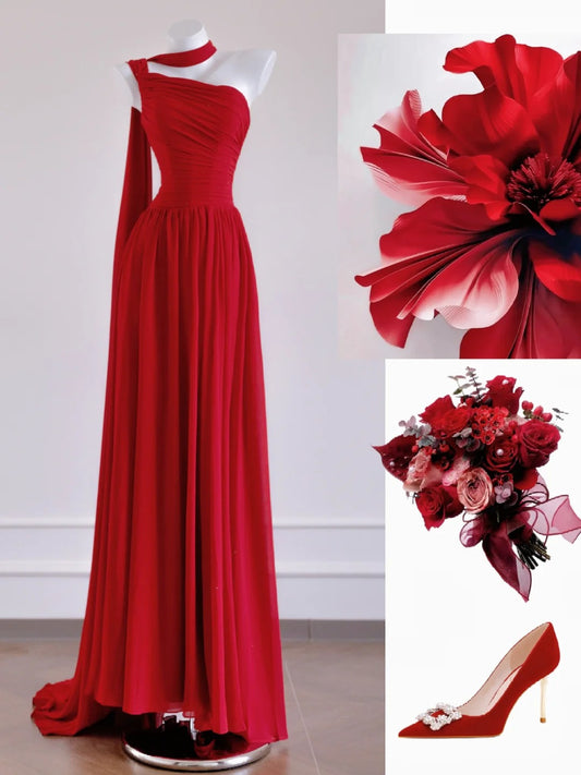 Red Fashion Mermaid Long Chiffon Prom Dress Evening Dress Party Dress nv4729