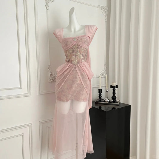 Pink floral homecoming dress short tulle prom dress birthday dress evening dress nv4447