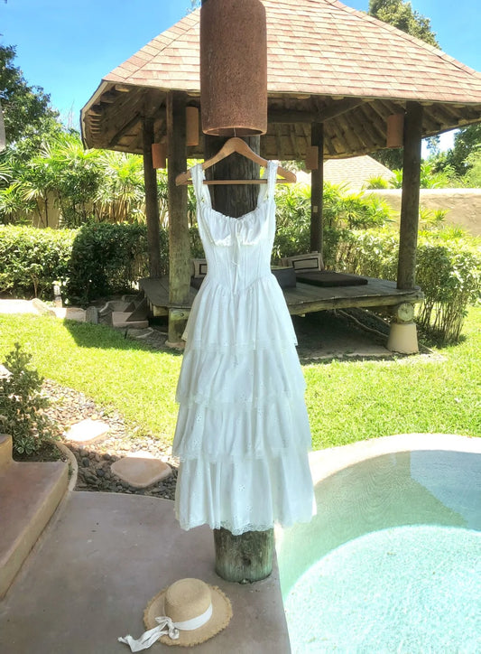 White sweet long chiffon homecoming dress birthday party dress nv4940