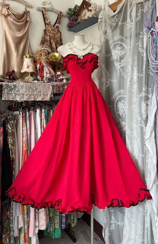 Retro red fashion long chiffon prom dress nv5428
