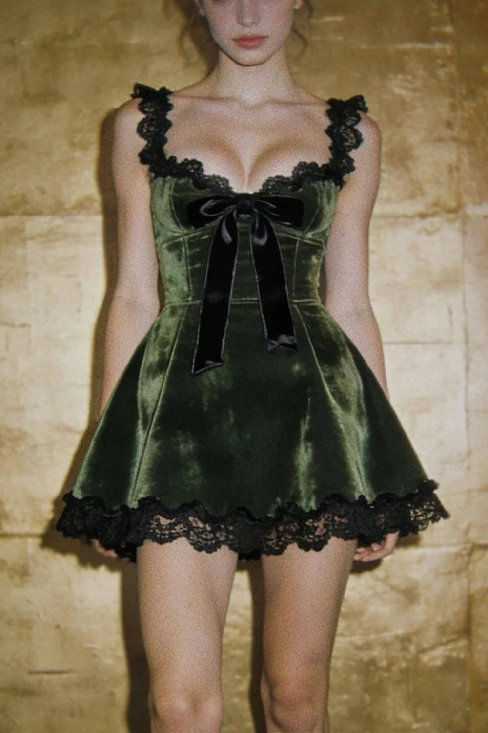 Dark green short exquisite lace back to school dress, birthday dress, party dress NV6723