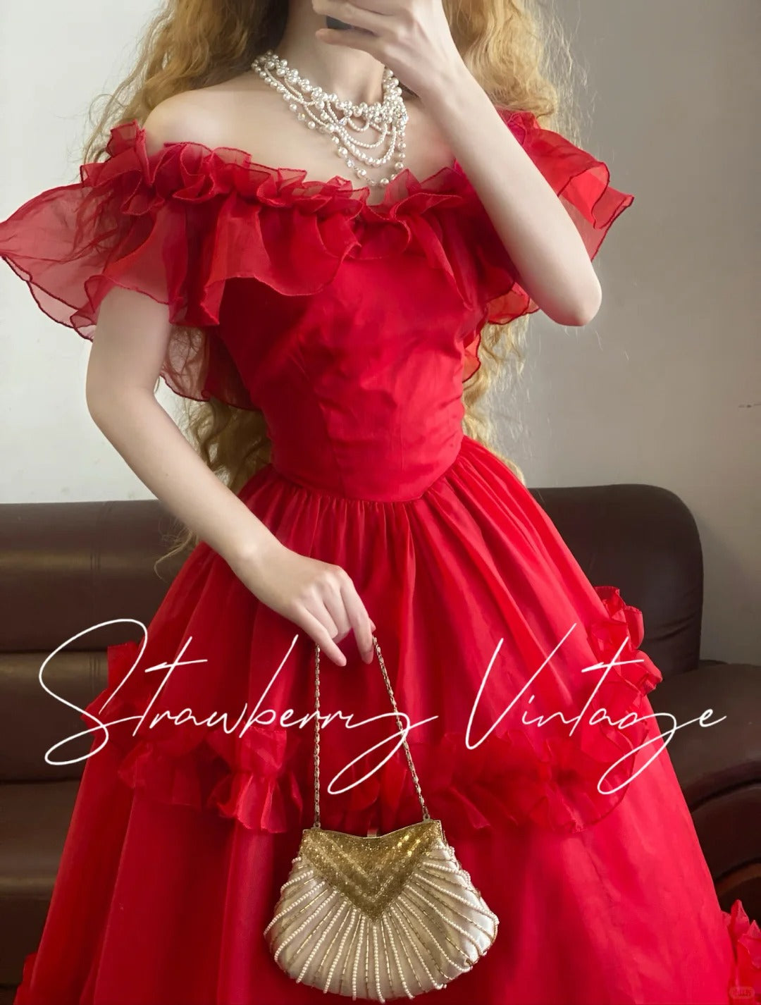Red Elegant Long Princess Tulle Ball Gown nv5035