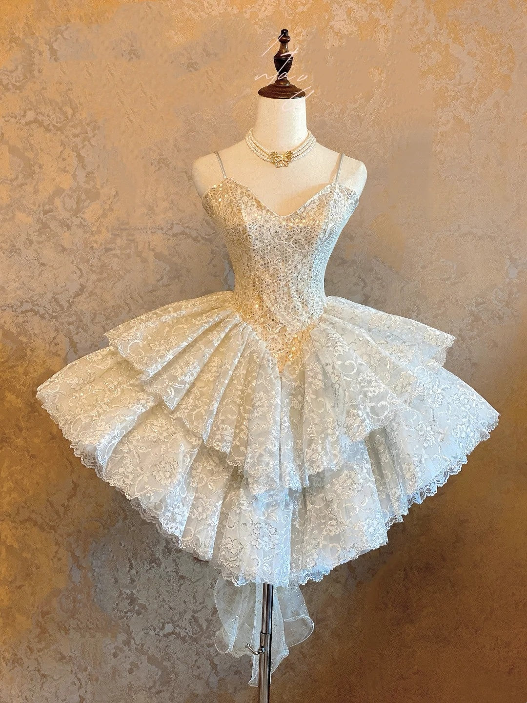 Exquisites kurzes Spitzenkleid für Schulanfang, Geburtstag, Party oder als Prinzessinnenkleid NV6743