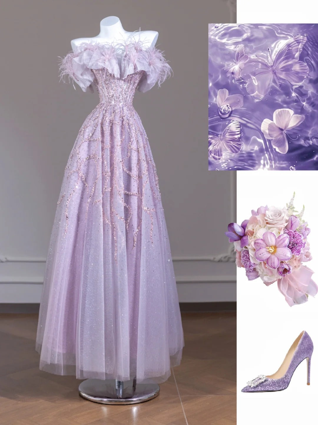 Pink Purple gorgeous exquisite beaded long prom dress evening dress party dress nv4727