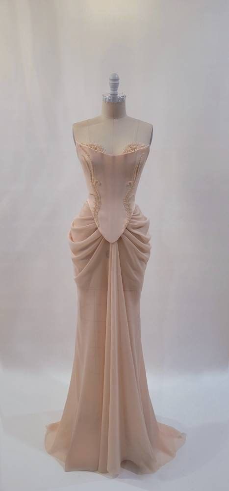Strapless A-line Pink Ball Gown Mermaid Evening Prom Dress nv1743