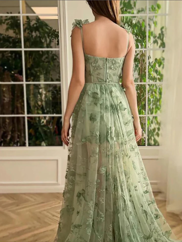 Fairy 3D Butterfly Prom Dress 2024 Embroidered Tulle Formal Evening Party Dress with Pockets Long Ball Gowns nv1572