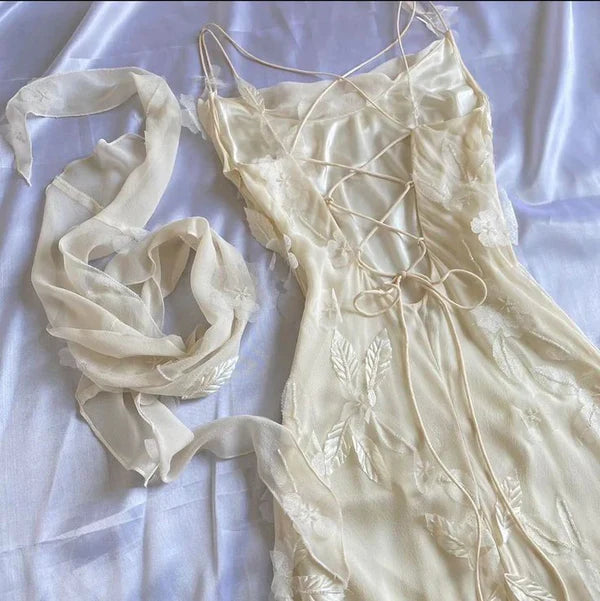 Light Yellow Spaghetti Strap A-Line Chiffon prom dress Evening Dress nv1883