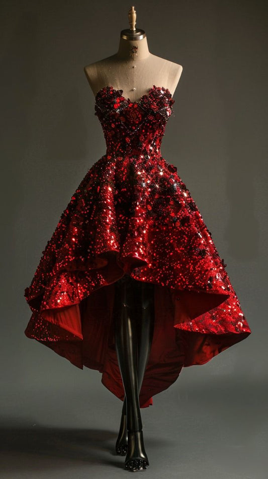 Red sweetheart neckline fashion sequin long Prom Dress ball gown evening dress party dress nv4910