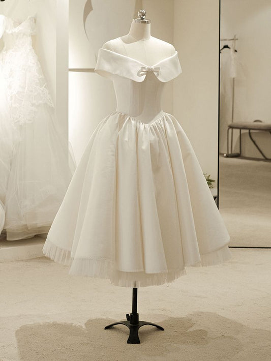 White tulle simple elegant cute short evening dress party dress homecoming dress wedding dress nv2823