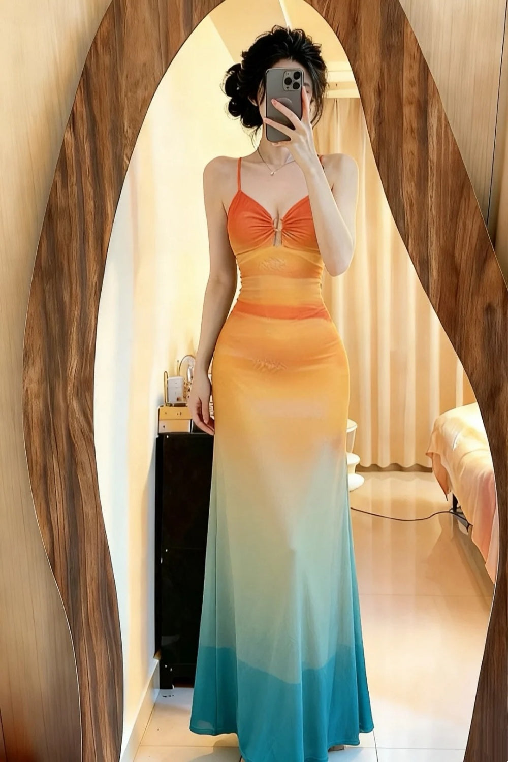 NiceVestidos-_Prom dress, orange-blue gradient long party dress NV5986