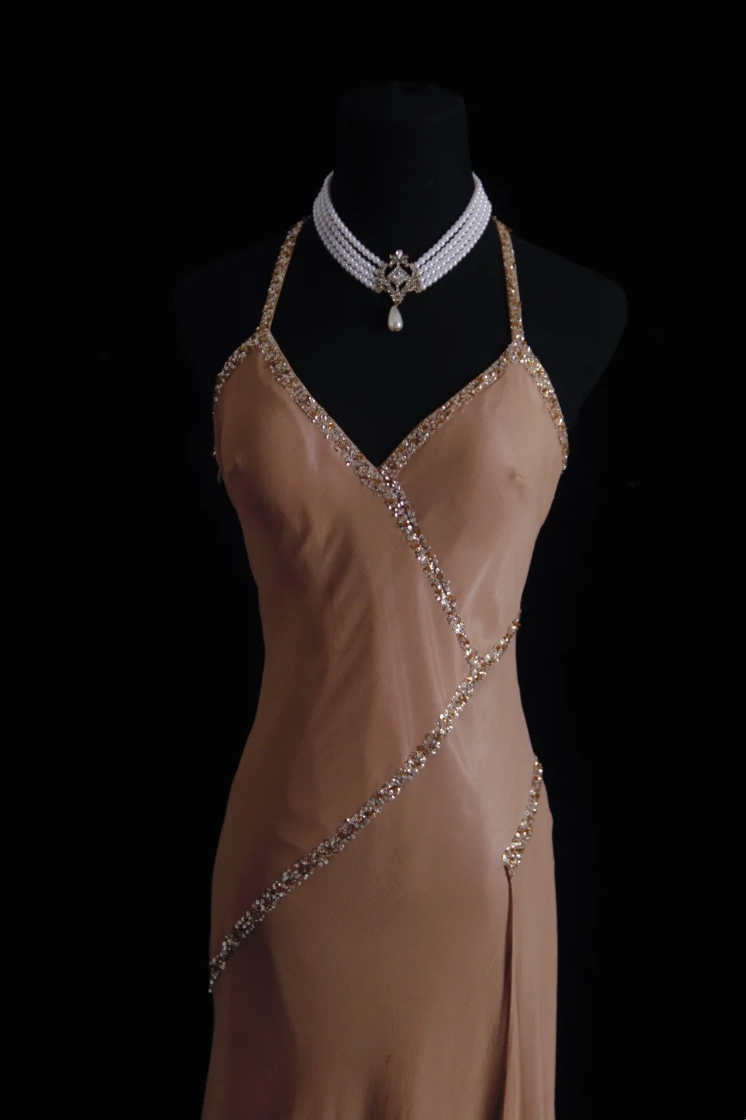 NiceVestidos--Elegant Sequin Embellished Nude Evening Dress NV5787