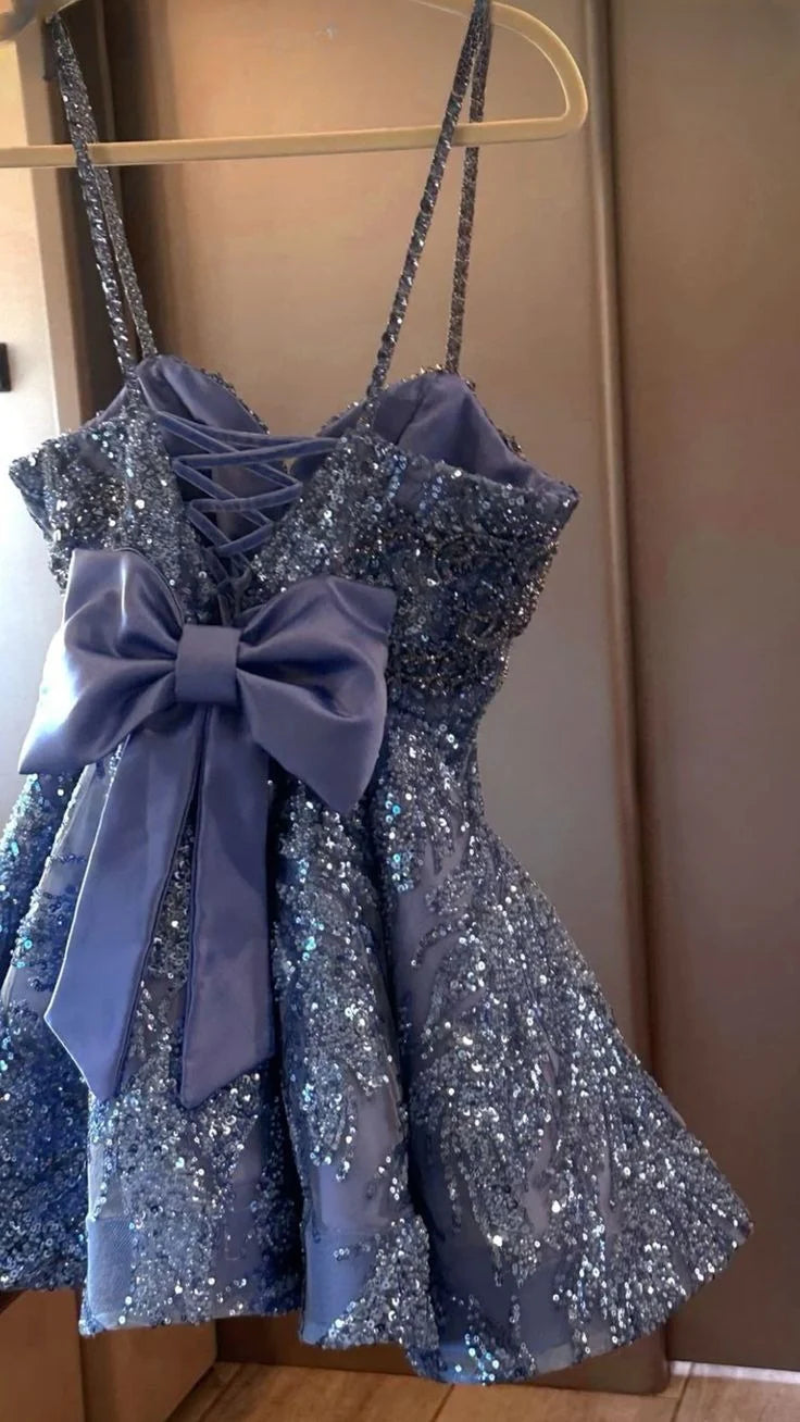 Purple Shiny Fashion Short Sequin Homecoming Dress Cocktail Party Dress nv5065