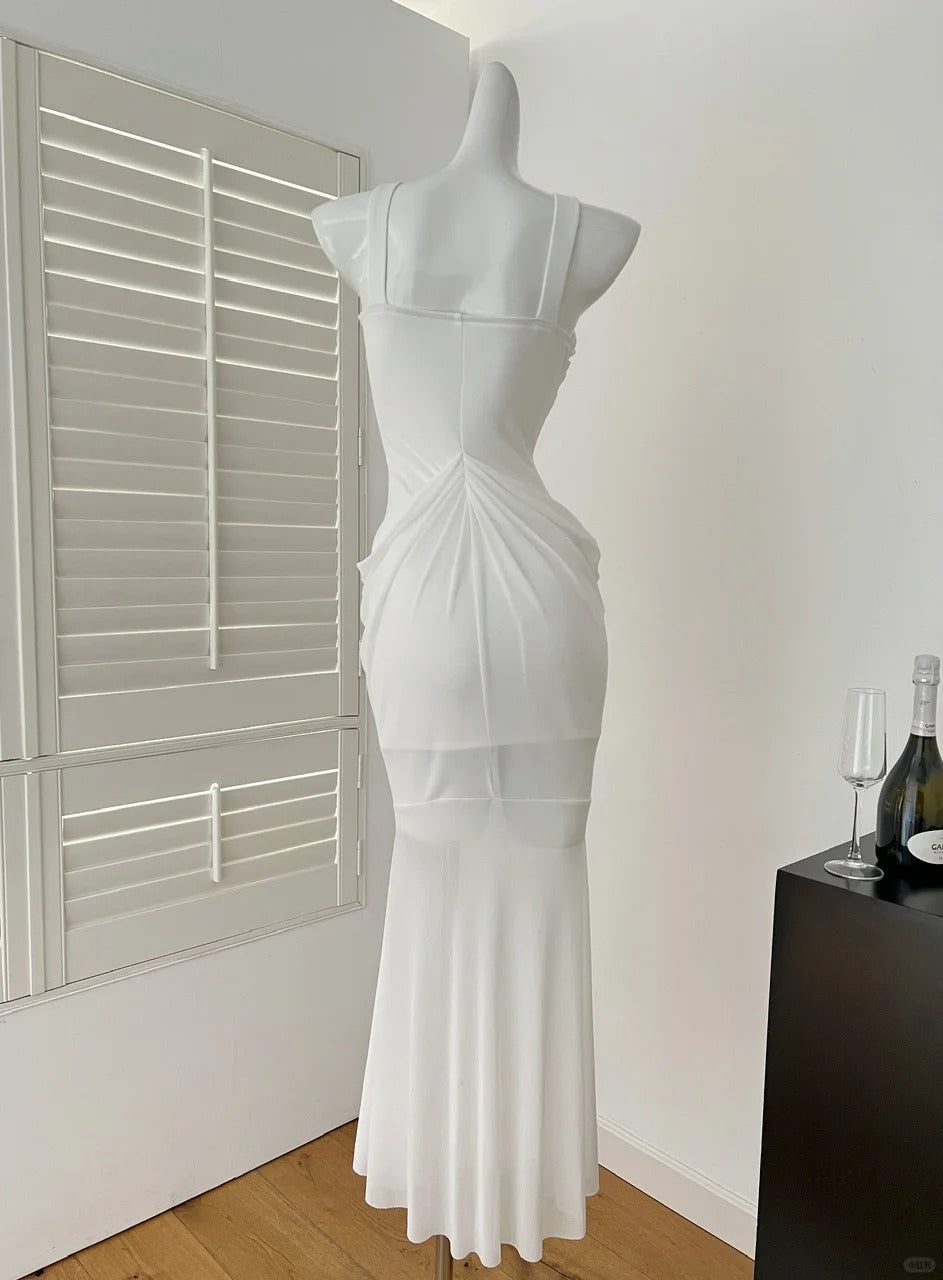 White Elegant Long Halter Neck Rhinestone Homecoming Dress Birthday Party Dress Prom Dress Evening Dress nv4632