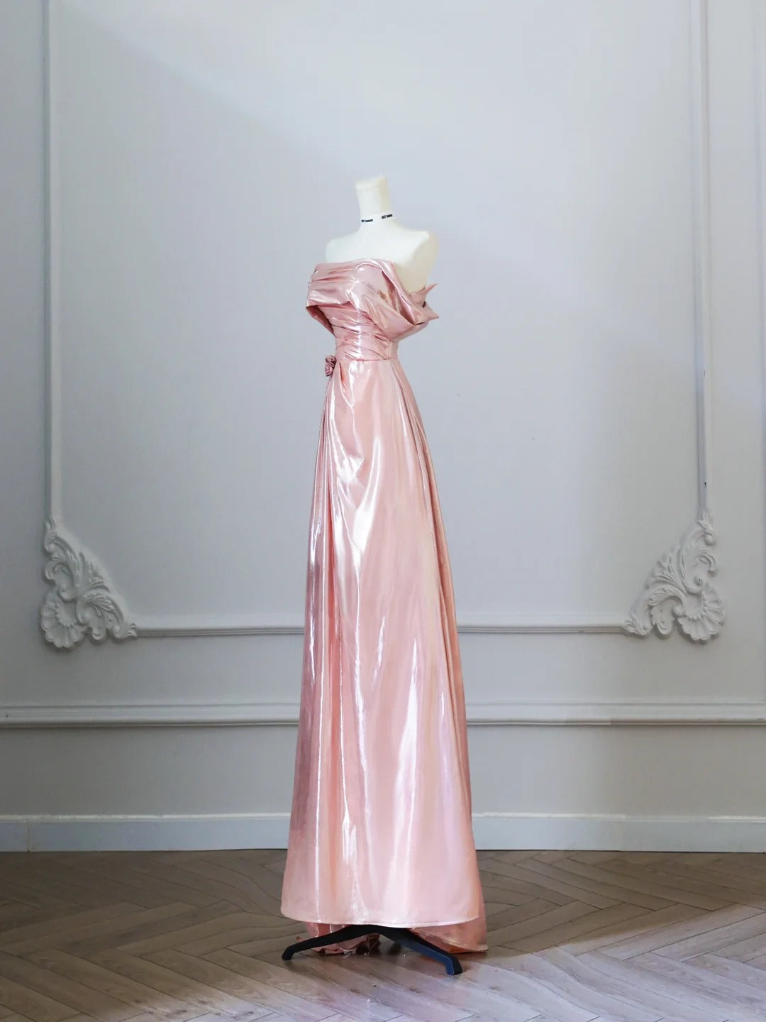 Pink Mermaid Elegant Long Satin Ball Gown Evening Dress Graduation Dress nv4336