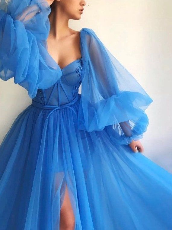 Purple Elegant Tulle Long Formal Prom Dress Evening Gown Party Dress nv104