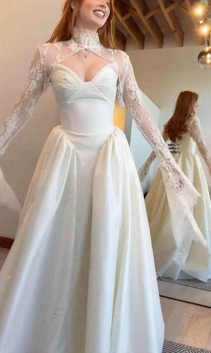 NiceVestidos--White long-sleeved lace long wedding dress NV5837