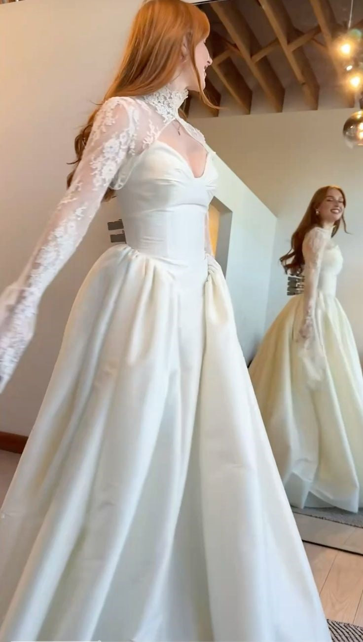 NiceVestidos--White long-sleeved lace long wedding dress NV5837