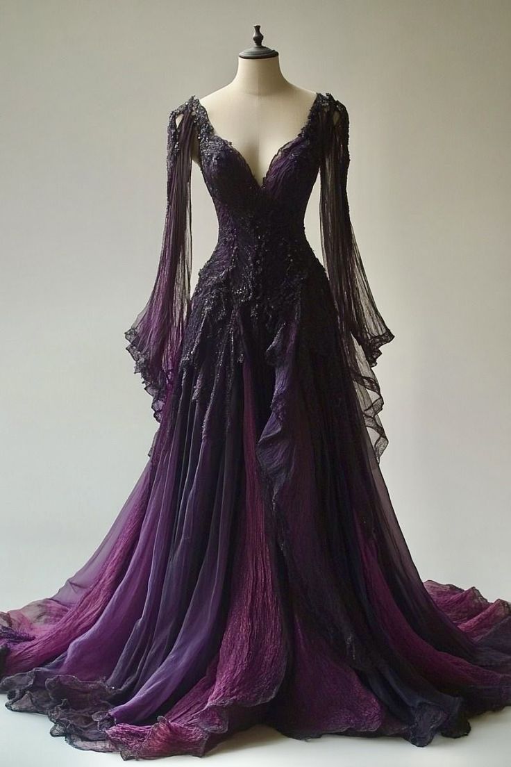 NiceVestidos-Lila Farbverlauf Perlenbesetztes langes Tüll-Ballkleid NV6122