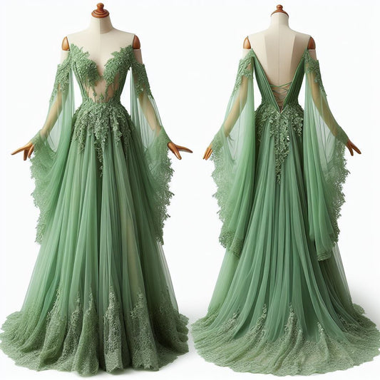 GreenLace Elegant Long Fairy Tulle Ball Gown nv4837
