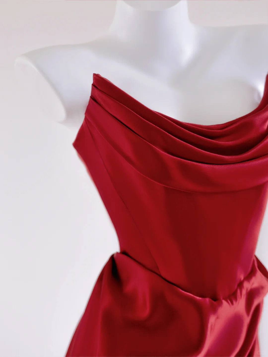 Red Fashion Mermaid Long Satin Prom Dress Evening Dress Party Dress nv4728