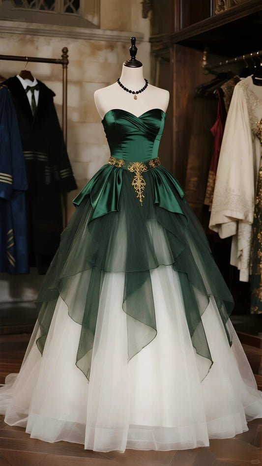 Green fashion elegant tulle long ball gown evening dress nv4793