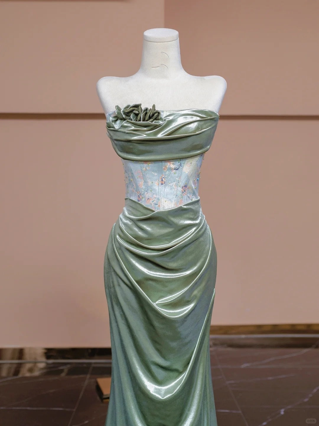 Green Fashion Elegant Floral Mermaid Slim Fit Long Floor Length Ball Gown Evening Gown Party Dress nv4189