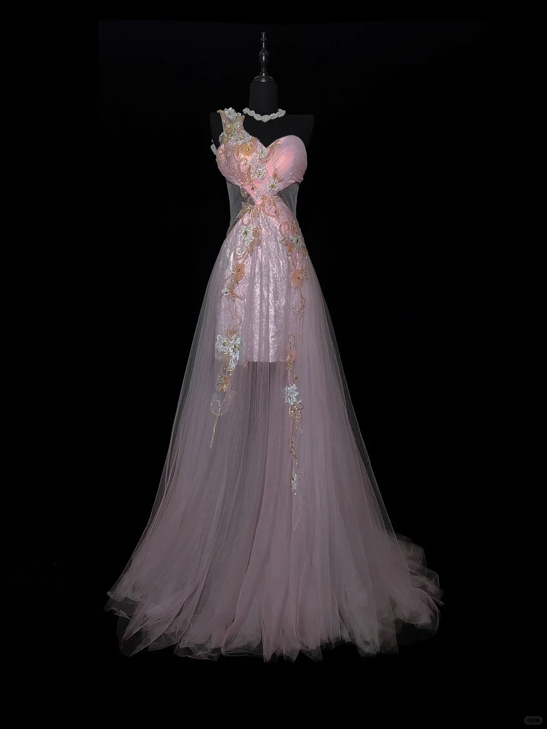 Pink Gorgeous Elegant Fashion Exquisite Floral Beading Long Mermaid Satin Tulle Ball Gown Evening Dress Prom Dress nv3873