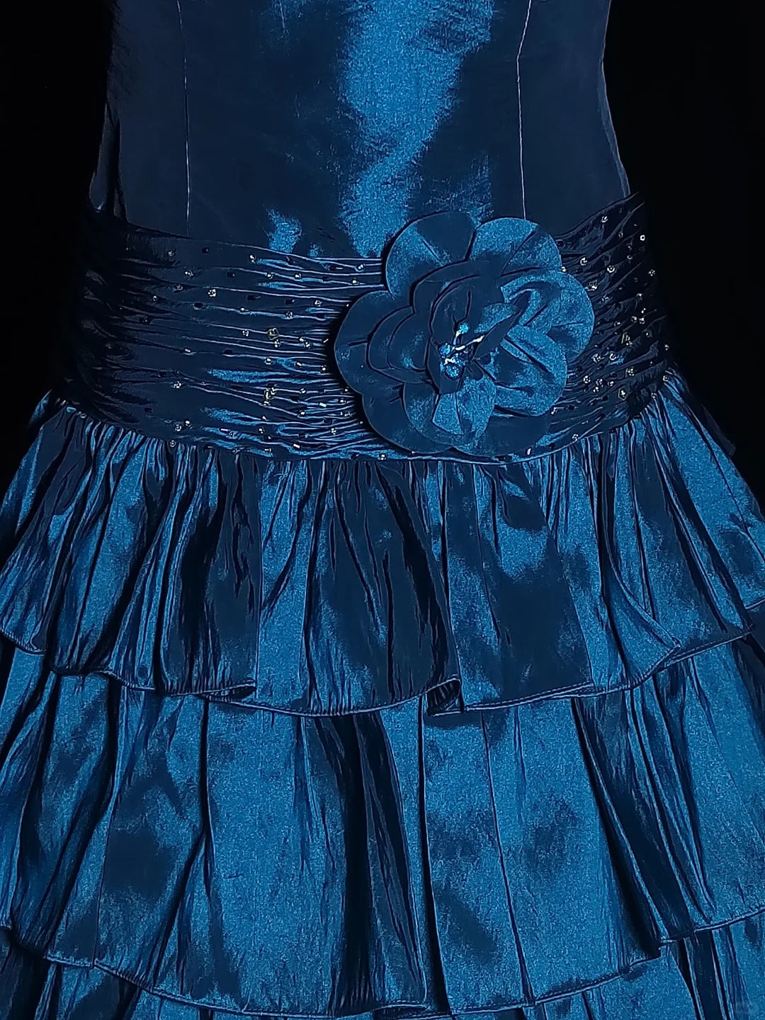 Blue Gorgeous Elegant Fashion Exquisite Beaded Short Satin Ball Gown Evening Gown Prom Gown Homecoming Gown nv3872