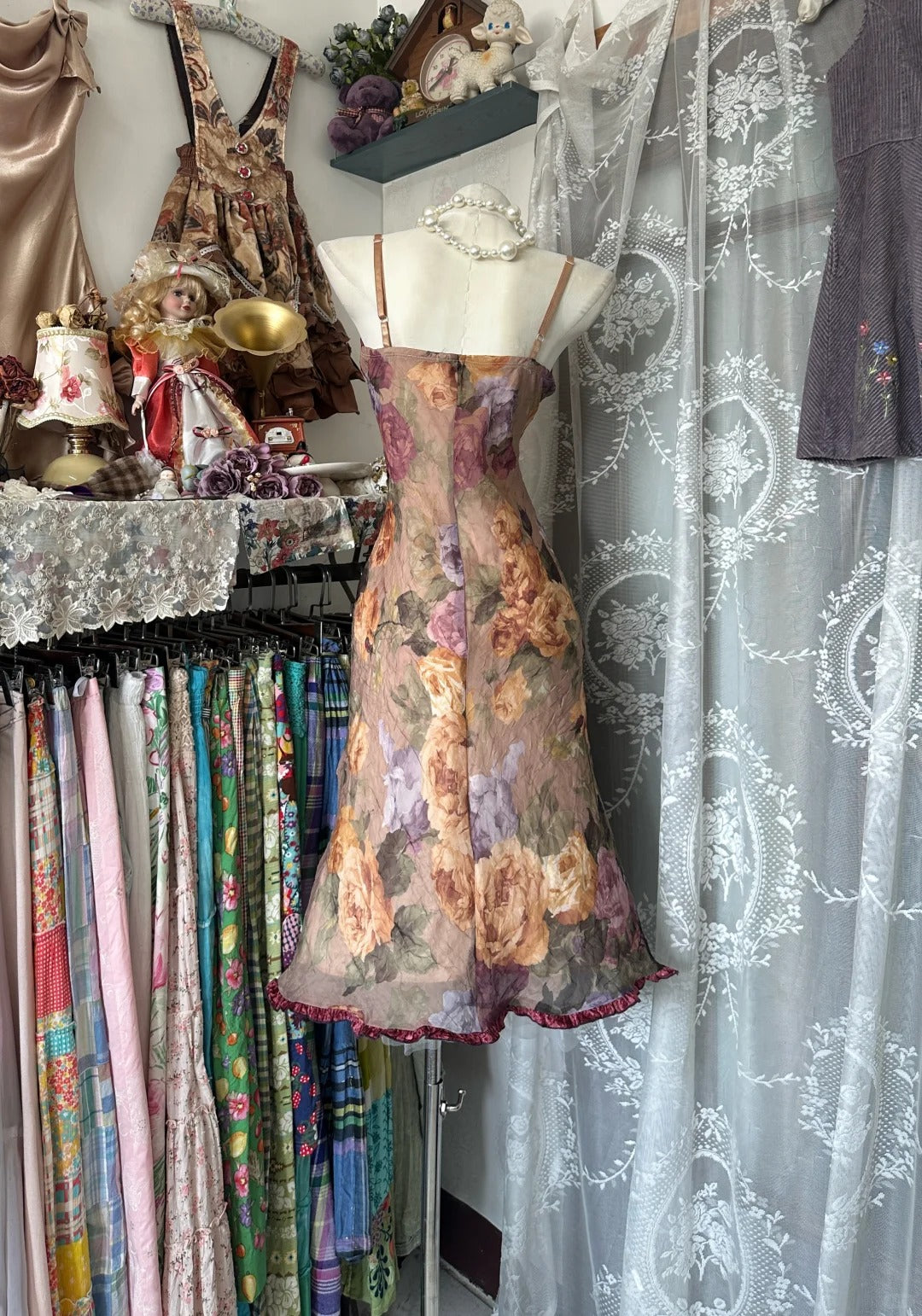Homecoming dress retro floral fashion mid-length chiffon prom dress nv5425