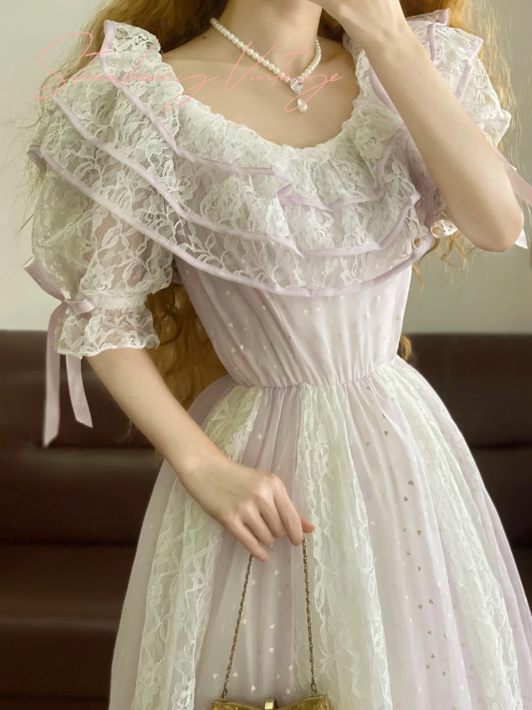 Light Purple Long Lace Tulle Birthday Dress Elegant Party Dress nv5084