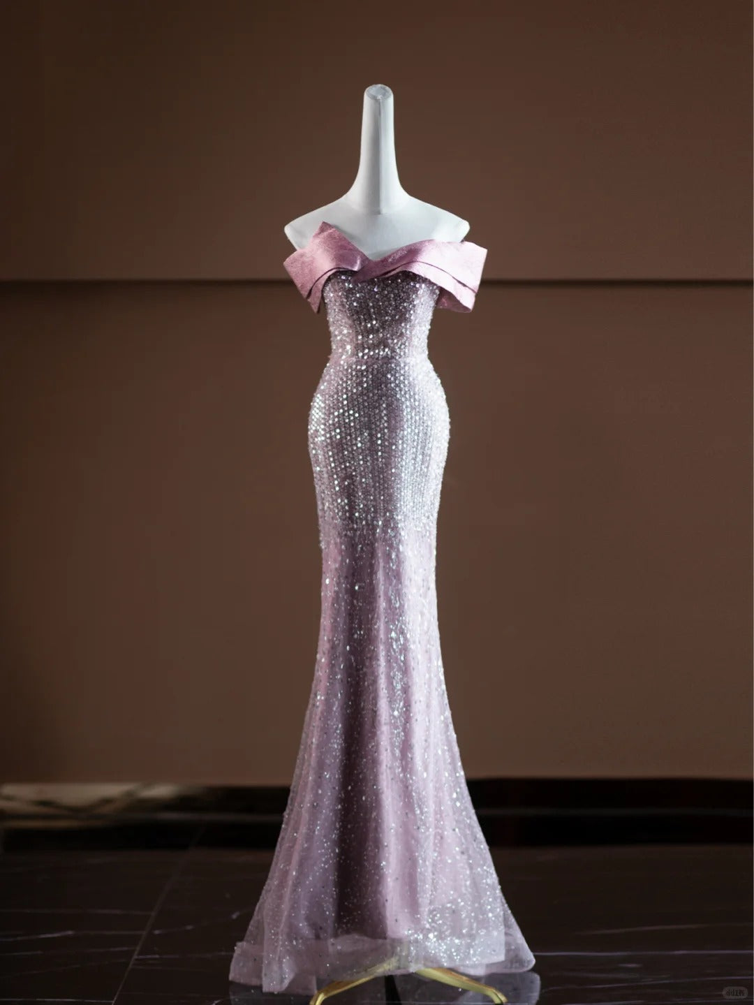 Pink Sparkling Sequined Long Mermaid Prom Dress Evening Dress Party Dress nv4751