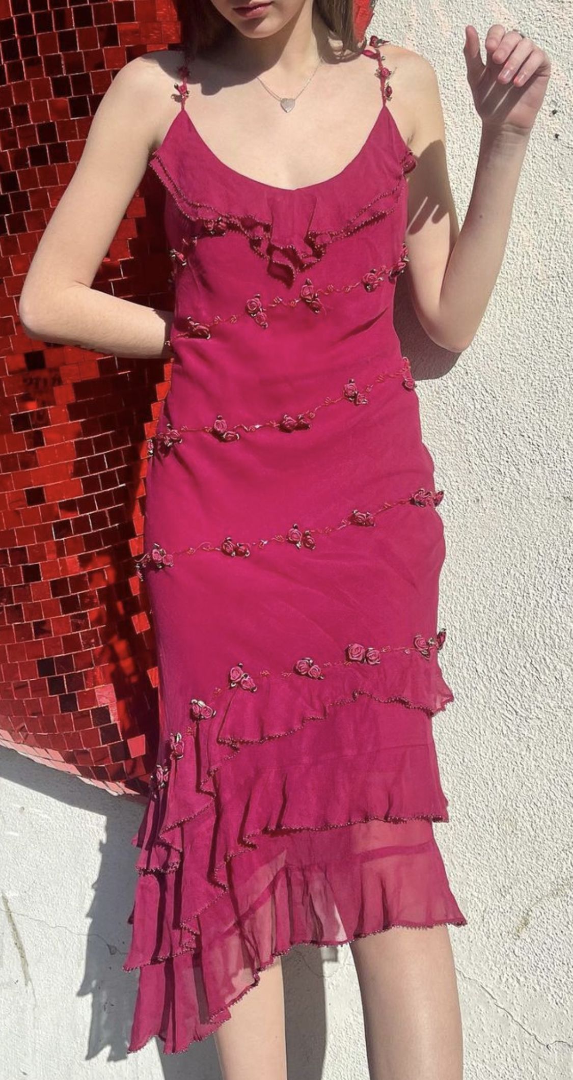 NiceVestidos--Pink Floral Short/Mid-Length Ruffled Homecoming Dress NV5717