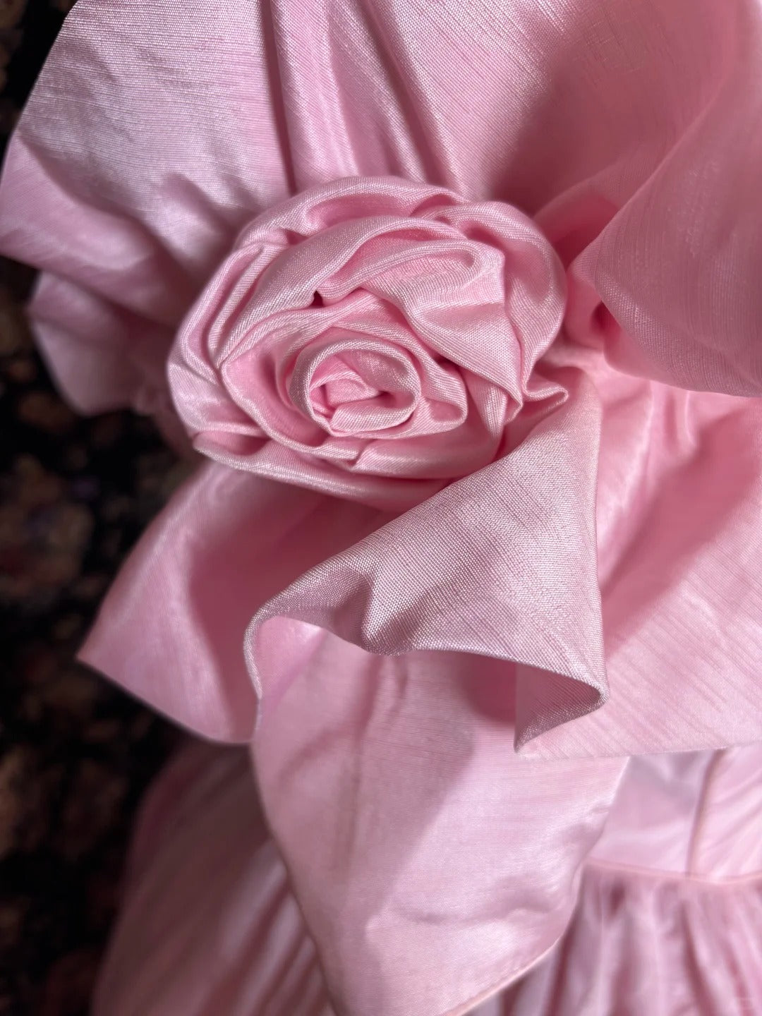 Pink floral beaded princess long satin ball gown evening dress quinceanera dress nv4649