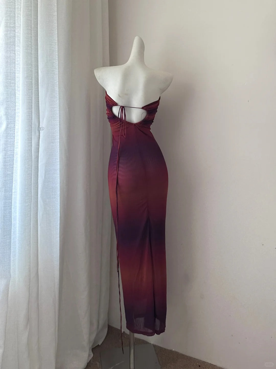 NiceVestidos-Autumn dusk fashion gradient tube top long tulle prom dress Nv5613