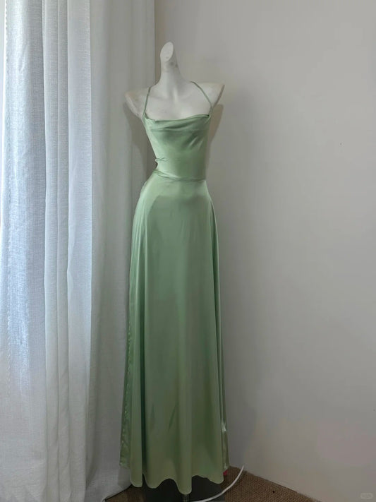 NiceVestidos-Green stylish and simple satin long Prom dress Nv5611