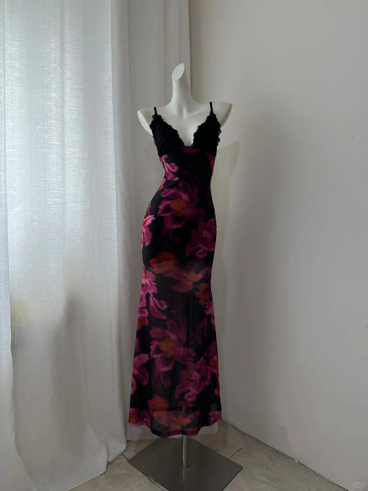 NiceVestidos-Seaside holiday travel dress floral chiffon long prom dress Nv5621