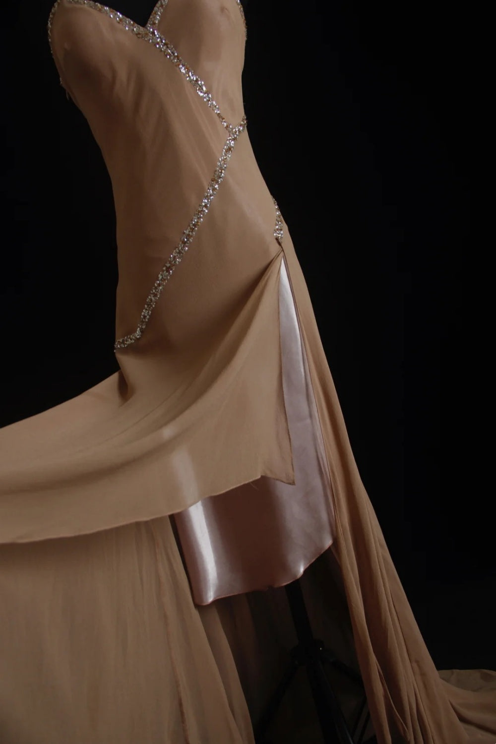 NiceVestidos--Elegant Sequin Embellished Nude Evening Dress NV5787
